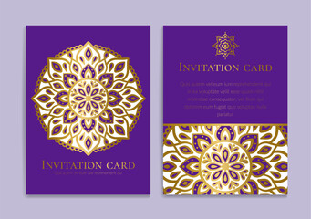 Luxury invitation card design with vector mandala pattern. Vintage ornament template. Can be used for background and wallpaper. Elegant and classic vector elements great for decoration.