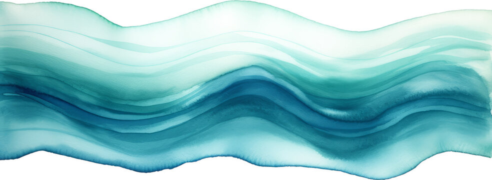 Aquamarine watercolor stripe line, on transparent background