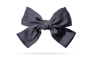 Black satin bow on a white isolated background