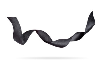 Black satin bow on a white isolated background