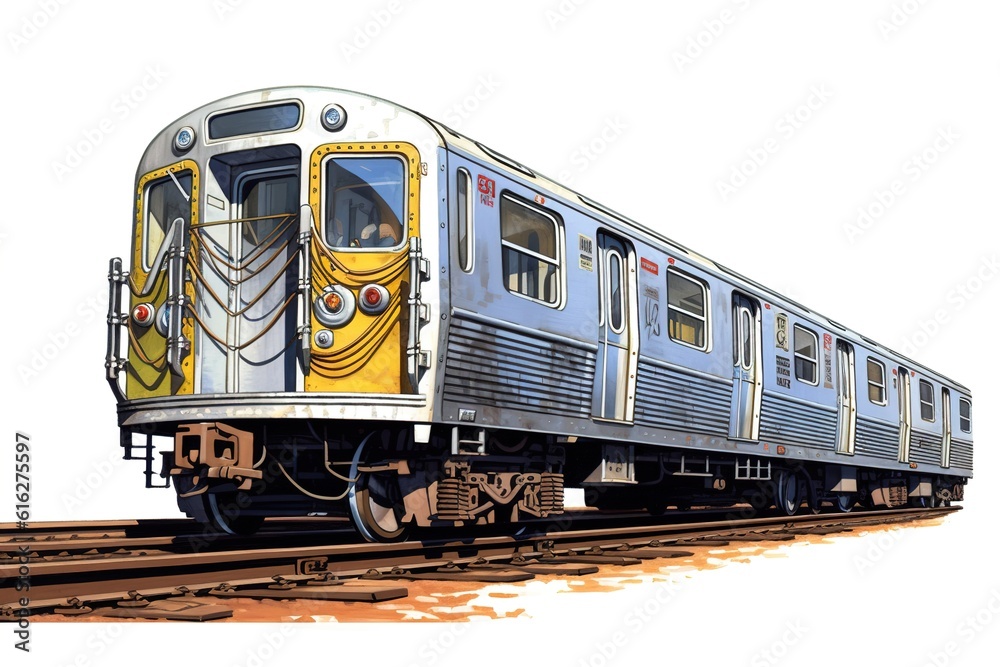 Poster subway train isolated on white background. generated by ai.