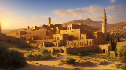 Obraz premium The concept of the cities of ancient Palestine, generative AI