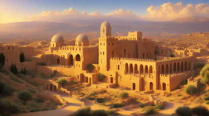 The concept of the cities of ancient Palestine, generative AI
