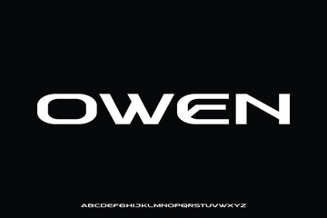 Fototapeta premium Modern wide grotesque alphabet display font vector. Experimental expanded typeface typography style