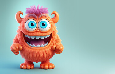 Fototapeta premium Cute Cartoon Monster Banner with Space for Copy