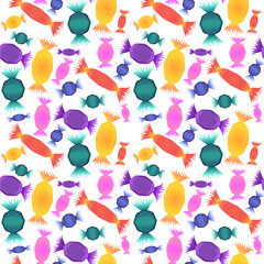 Seamless Candy Pattern Party Celebration Bright Color Wallpaper