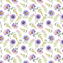 Fototapeta premium Colorful floral pattern. Design for wallpaper, wrapping paper, background, fabric. Seamless pattern with decorative flowers.