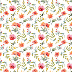 Colorful floral pattern. Design for wallpaper, wrapping paper, background, fabric. Seamless pattern with decorative flowers.