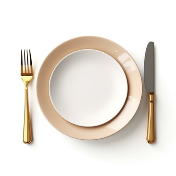 Place Setting with Plate, Knife & Fork | Generative AI