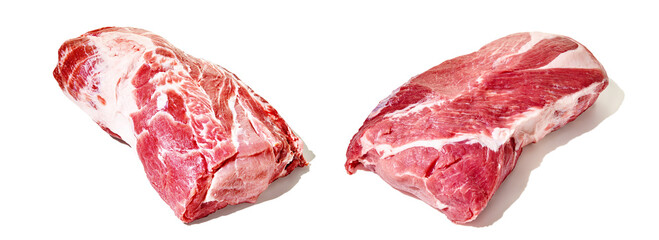 Fresh raw pork neck isolated on white background