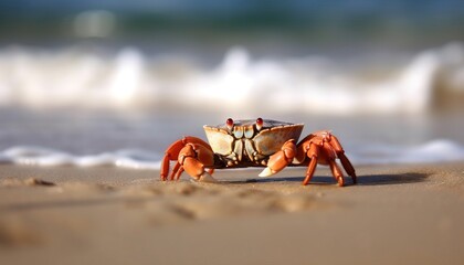 Fototapeta na wymiar Happy Little Crab on Beach