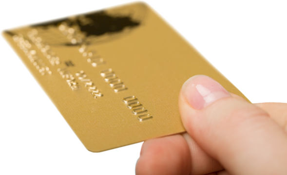 Human hand holds credit card