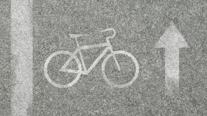 Fototapeta na wymiar Bicycle pictogram painted on asphalt. Concept bikes can move on 3d render