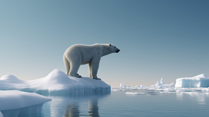 Naklejka na ściany i meble polar bear on melting iceberg generative ai