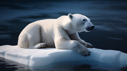 Obraz na płótnie Canvas polar bear laying down on ice generative ai