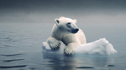 Obraz na płótnie Canvas polar bear on ice generative ai