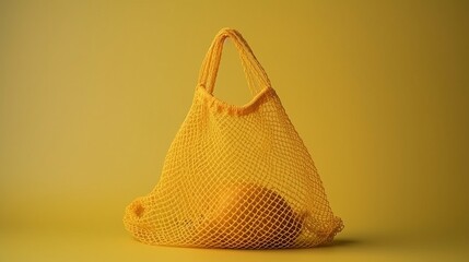 
wicker string bag for fruits and vegetables. Ecological bag, eco food packaging made from recyclable materials. The concept of caring for nature. generative AI