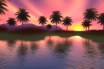 Naklejka na ściany i meble Sunset Background, Sunset Landscape Background, Nature Background, Landscape Background, Generative AI