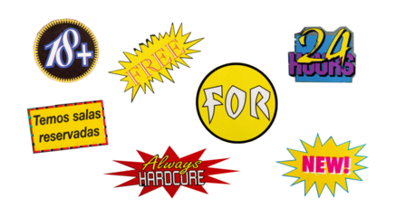 Cut out magazine vintage labels, price, words, stickers, letters, tags, sign and more, collection of different designs from vintage 90's magazine, png isolated on transparent background