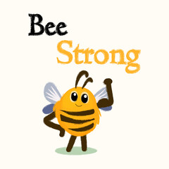 Strong bee in flat cartoon style. vector illustration