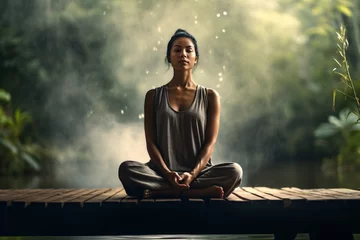 Fotobehang AI generated meditating person © Maximilian