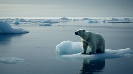 Fototapeta na wymiar polar bear on iceberg generative ai