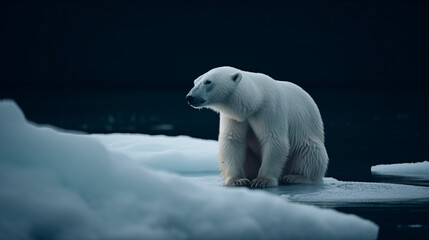 Naklejka na ściany i meble polar bear on iceberg generative ai