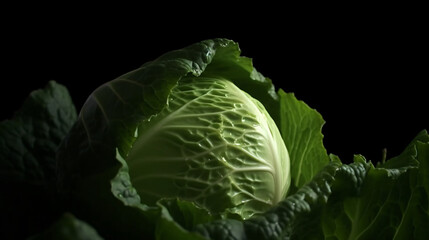 Obraz premium cabbage detail shot with isolated background generative ai