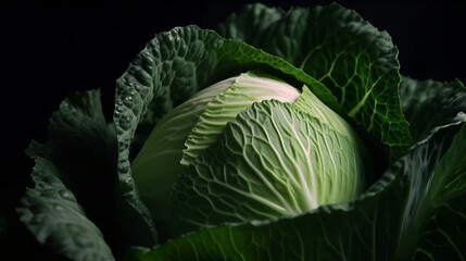 cabbage detail shot with isolated background generative ai - obrazy, fototapety, plakaty