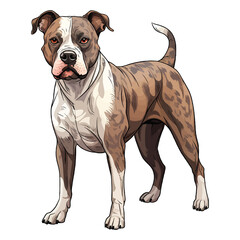 Bold and Lovable: Delightful 2D Illustration of a Cute American Bulldog