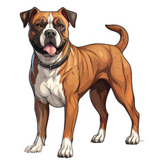 Obraz premium Bold and Lovable: Delightful 2D Illustration of a Cute American Bulldog