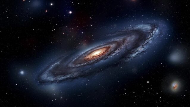 Andromeda galaxy. A large cosmos in which bright nebulae and galaxies.