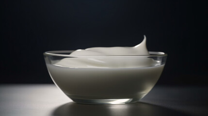 yogurt on glass bowl generative ai