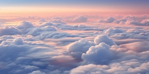 Beautiful pastel cloudscape fluffy clouds in the sky