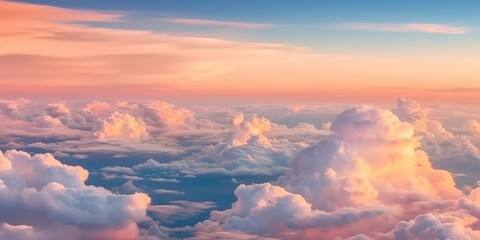 Beautiful pastel cloudscape fluffy clouds in the sky