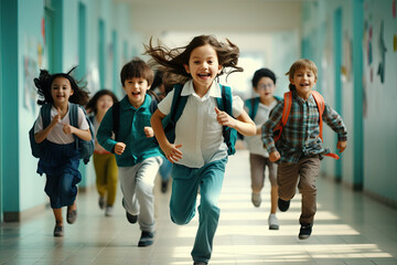 kids running school ai generated - 616290121