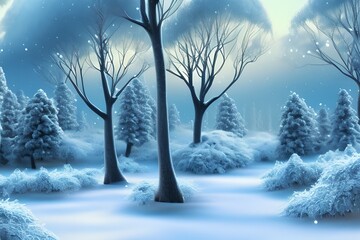 Winter Forest Background, Winter Forest Landscape Background, Nature Background, Landscape Background, Generative AI