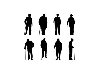 Old Man Silhouette Vector Images
