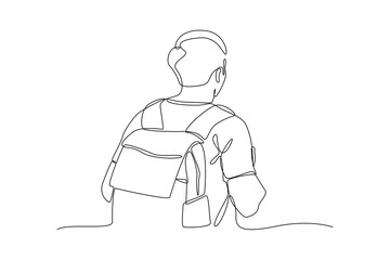 Continuous one line drawing off to university concept. Single line draw design vector graphic illustration.