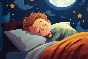vector illustration of Kid Sleeping And Waking Up.