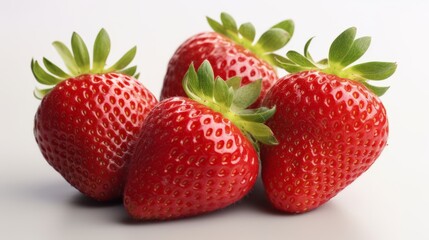 Strawberry on the white background. Created with Generative AI technology.