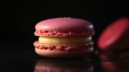 french macaroons on a wooden table generative ai