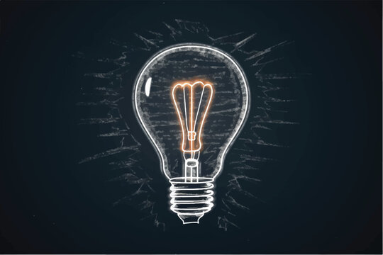 vector illustration of Light bulb with drawing on chalkboard business strategy.