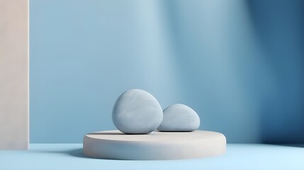 stone pedestal background. Modern product display design. Minimal mockup template. Generative AI