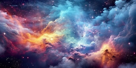 Colorful space galaxy cloud nebula Stary night cosmos - obrazy, fototapety, plakaty