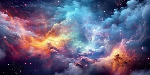 Poster Colorful space galaxy cloud nebula Stary night cosmos © Benjamin