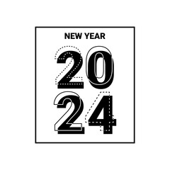 2024 new year logo text design. 2024 number design template. Calendar simple icon. Modern abstract banner. Vector graphic illustartion