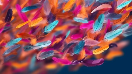 pastel colorful feathers. Abstract background. Generative AI