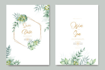 beautiful watercolor floral wedding card template 