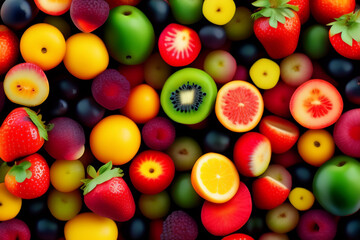Fototapeta na wymiar pile of realistic fresh fruits